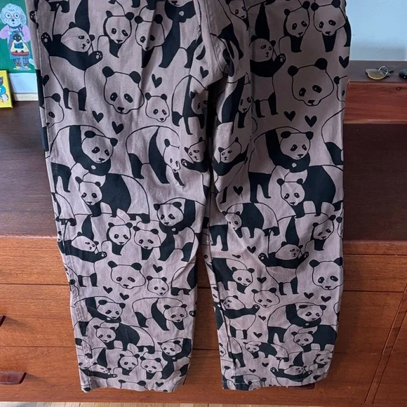 Nooworks Rare Tan/Taupe and Black Panda Pattern Jumpsuit Sz Small - Picture 12 of 14